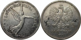 Europäische Münzen und Medaillen, Polen / Poland. Nike. 5 Zloty 1928, Silber. 0.43 OZ. KM Y#18. Sehr schön, Kl.Kratzer.