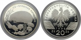 Europäische Münzen und Medaillen, Polen / Poland. Braunbrustigel. 20 Zloty 1996, Silber. 0.92 OZ. KM Y#312. Polierte Platte