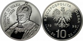 Europäische Münzen und Medaillen, Polen / Poland. Sigismund III (1587-1632). 10 Zloty 1998, Silber. 0.42OZ. KM Y#337. Polierte Platte