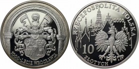 Europäische Münzen und Medaillen, Polen / Poland. City arms in arch. 10 Zloty 2000, Silber. 0.42 OZ. KM Y#392. Polierte Platte