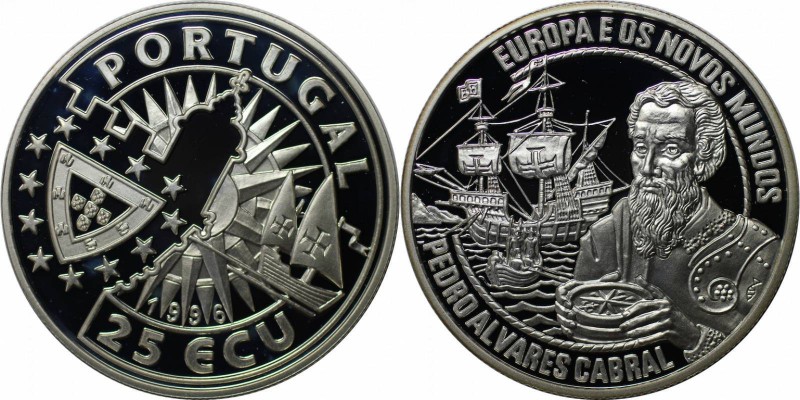 Europäische Münzen und Medaillen, Portugal. Pedro Álvares Cabral. 25 Ecu 1996, S...