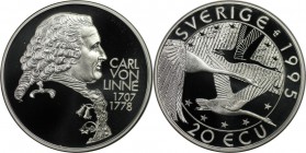 Europäische Münzen und Medaillen, Schweden / Sweden. Linne Carl von (1707-1778). 20 Ecu 1995, Silber. Polierte Platte