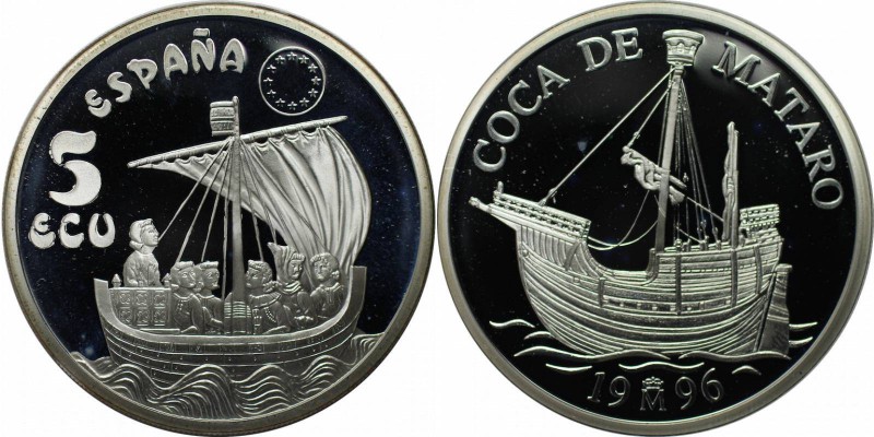 Europäische Münzen und Medaillen, Spanien / Spain. Segelschiff Coca de Mataro. 5...