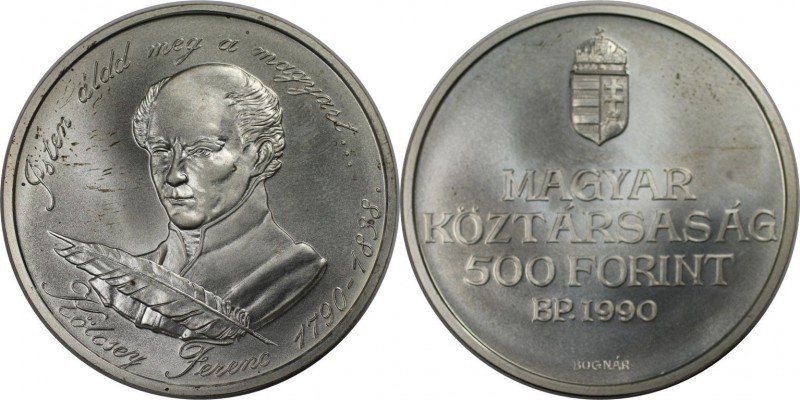 Europäische Münzen und Medaillen, Ungarn / Hungary. 500 Forint 1990, Silber. 0.8...