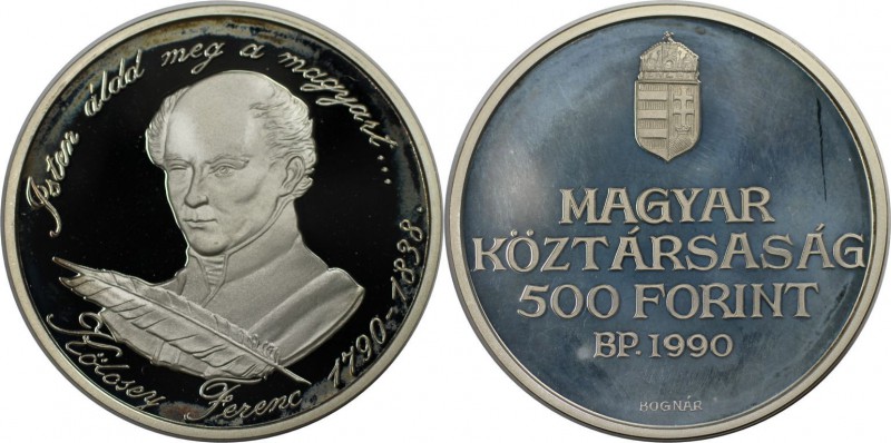 Europäische Münzen und Medaillen, Ungarn / Hungary. 500 Forint 1990, Silber. 0.8...