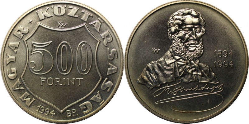 Europäische Münzen und Medaillen, Ungarn / Hungary. 500 Forint 1994, Silber. 0.9...