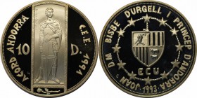 Weltmünzen und Medaillen , Andorra. 10 Diners 1993, Silber. 0.94 OZ. Polierte Platte
