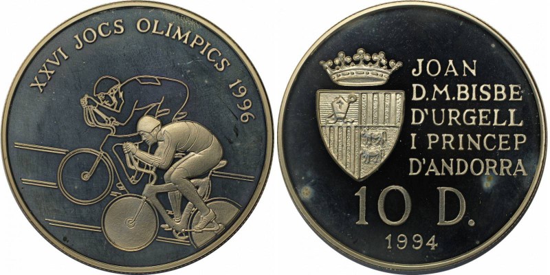 Weltmünzen und Medaillen , Andorra. 10 Diners 1994, 0.94 OZ. Silber. Polierte Pl...