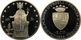Weltmünzen und Medaillen , Andorra. 10 Diners 1996, 0.94 OZ. Silber. Polierte Platte