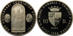 Weltmünzen und Medaillen , Andorra. 10 Diners 1996, Silber. 0.94 OZ. Polierte Platte