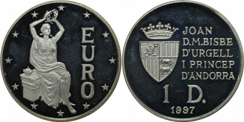 Weltmünzen und Medaillen, Andorra. 1 Dollar 1997. Silber. 0.16 OZ. KM 127. Polie...