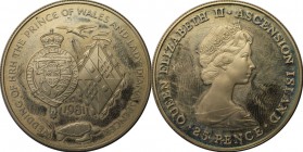 Weltmünzen und Medaillen, Ascension Island. 25 Pence 1981, Silber. 0.84 OZ. Polierte Platte