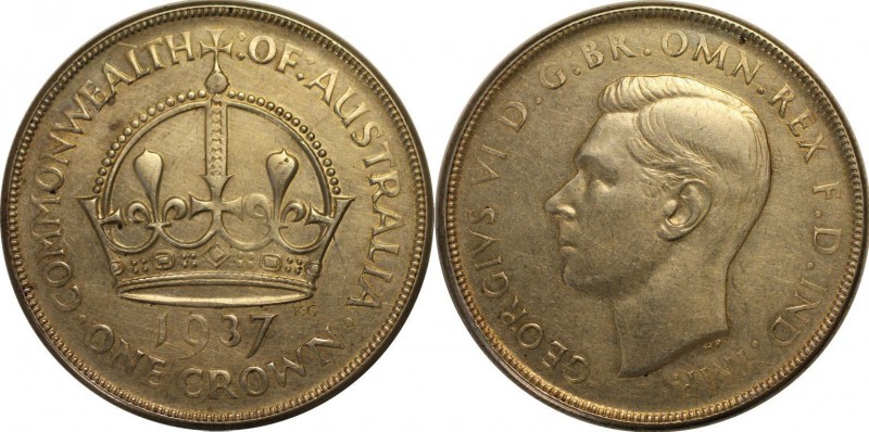 Weltmünzen und Medaillen, Australien / Australia. 1 Crown 1937, Silber. 0.84 OZ....