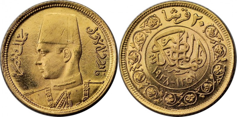 Weltmünzen und Medaillen, Ägypten / Egypt. Farouk (1936-1952). 20 Piaster 1938/1...