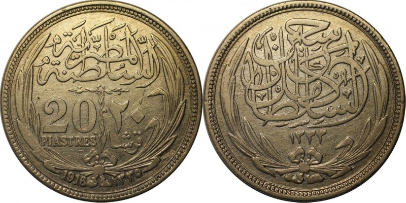 Weltmünzen und Medaillen, Ägypten / Egypt. 20 Piastres 1916, Silber. 0.74 OZ. St...