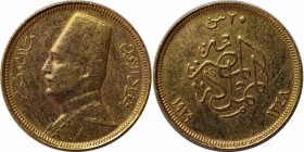 Weltmünzen und Medaillen, Ägypten / Egypt. Fuad I. (1922-1936). 20 Piaster AH 1348. 1929, Gold. 1,7 g. 875/1000. KM 351. Vorzüglich