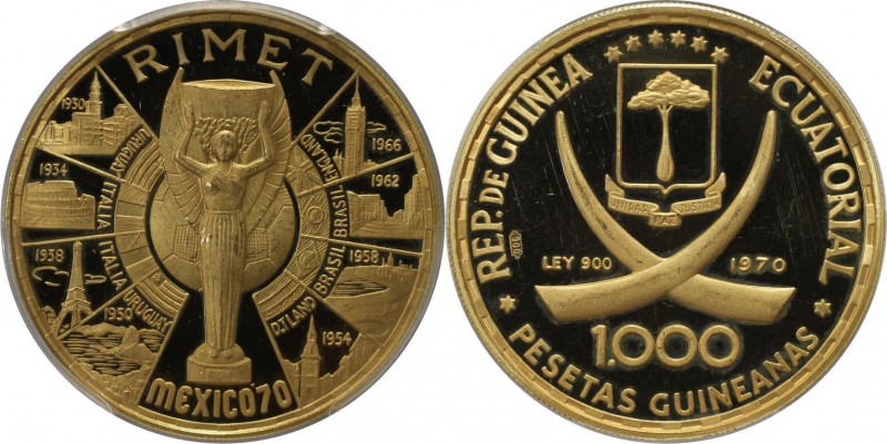 Weltmünzen und Medaillen, Äquatorial Guinea / Equatorial Guinea. Mexico 1970. 10...