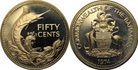 Weltmünzen und Medaillen, Bahamas. 50 Cents 1974, Silber. 0.26 OZ. Stempelglanz