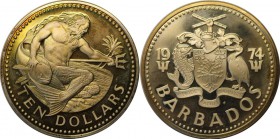 Weltmünzen und Medaillen, Barbados. 10 Dollars 1974, Silber. 1.13 OZ. Stempelglanz