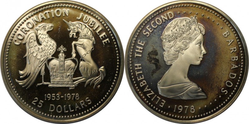 Weltmünzen und Medaillen, Barbados. 25 Dollars 1978, Silber. 0.84 OZ. Polierte P...