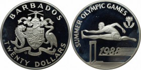 Weltmünzen und Medaillen, Barbados. 20 Dollars 1988, Silber. 0.69 OZ. KM 49. Polierte Platte