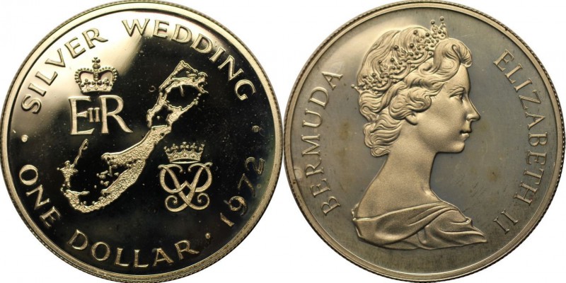 Weltmünzen und Medaillen, Bermuda. 1 Dollar 1972, Silber. 0.84 OZ. Polierte Plat...