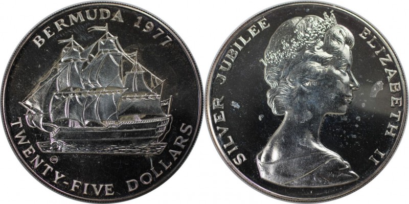 Weltmünzen und Medaillen, Bermuda. 25 Dollars 1977, 1.63 OZ. Silber. Stempelglan...