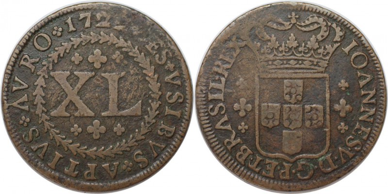 Weltmünzen und Medaillen, Brasilien / Brazil. Johannes V. (1706-1750). 40 Reis 1...