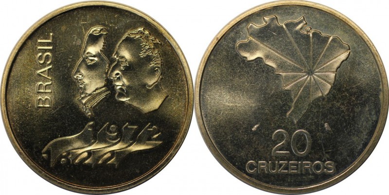 Weltmünzen und Medaillen, Brasilien / Brazil. 20 Cruzerios 1972, Silber. 0.52 OZ...