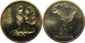 Weltmünzen und Medaillen, Brasilien / Brazil. 20 Cruzerios 1972, Silber. 0.52 OZ. Stempelglanz