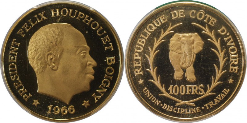 Weltmünzen und Medaillen, Elfenbeinküste / Ivory Coast. Präsident Felix Houphoue...