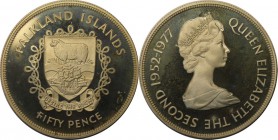Weltmünzen und Medaillen, Falklandinseln / Falkland islands. 25. Jahrestag der Thronbesteigung von Königin Elizabeth II. 50 Pence 1977, Silber. 0.84 O...