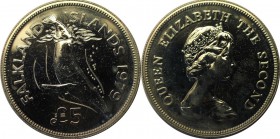 Weltmünzen und Medaillen, Falklandinseln / Falkland islands. Buckelwal. 5 Pounds 1979, Silber. KM 11. Stempelglanz