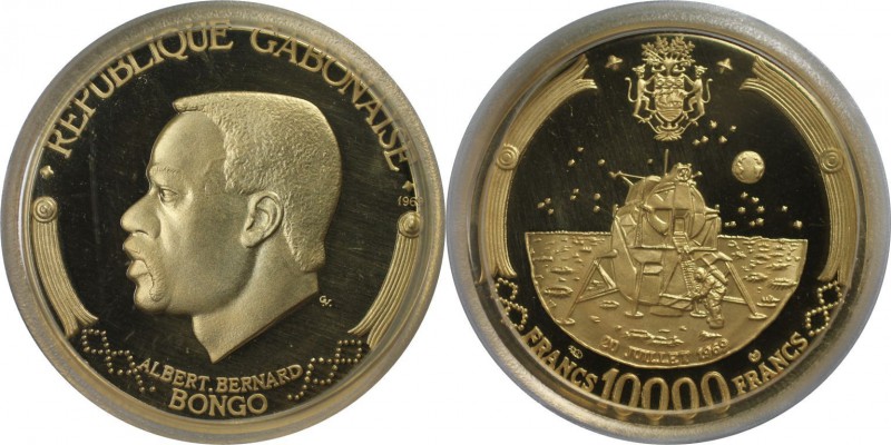 Weltmünzen und Medaillen, Gabun / Gabon. Albert Bernard Bongo. 10000 Francs 1969...