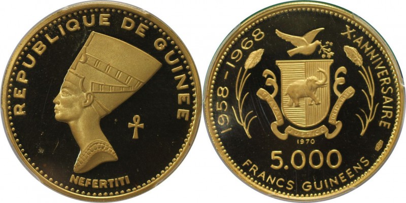 Weltmünzen und Medaillen, Guinea. 10. Jahrestag der Unabhängigkeit - Nefertiti. ...