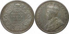 Weltmünzen und Medaillen, India. British India, George V (1910-1936). 1 Rupie 1918, Silber. KM 524. Stempelglanz. Berieben. Kratzer