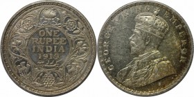 Weltmünzen und Medaillen, India. British India, George V (1910-1936). 1 Rupie 1919, Silber. KM 524. Stempelglanz. Patina. Berieben. Kratzer