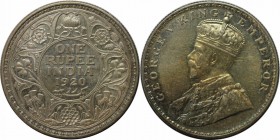 Weltmünzen und Medaillen, India. British India, George V (1910-1936). 1 Rupie 1920, Silber. KM 524. Stempelglanz. Berieben. Kratzer