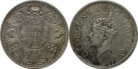 Weltmünzen und Medaillen, India. Britisch Indien Georg VI. (1936-1947). 1 Rupie 1940, Silber. KM 556. Stempelglanz