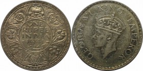 Weltmünzen und Medaillen, India. Britisch Indien Georg VI. (1936-1947). 1 Rupie 1941, Silber. KM 556. Stempelglanz