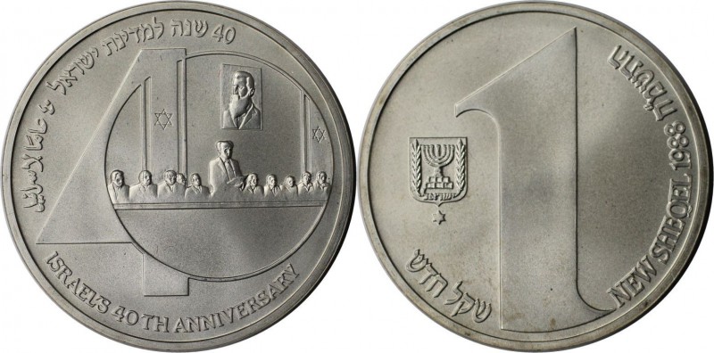 Weltmünzen und Medaillen, Israel. 40. Jahrestag - Ausrufung des Staates Israel -...
