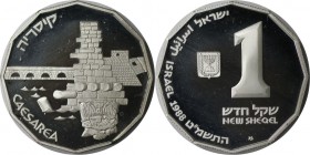 Weltmünzen und Medaillen, Israel. Historische Stätten - Caesarea - antike Hafenstadt. 1 New Sheqel 1988, Silber. 0.39 OZ. KM 189. Polierte Platte
