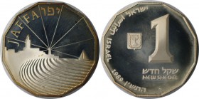 Weltmünzen und Medaillen, Israel. Hafen von Jaffa. 1 New Sheqel 1989, Silber. 0.39 OZ. KM 203. Polierte Platte