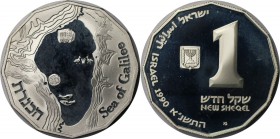 Weltmünzen und Medaillen, Israel. Historische Stätten - See von Galiläa. 1 New Sheqel 1990, Silber. 0.33 OZ. KM 210. Polierte Platte