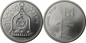 Weltmünzen und Medaillen, Israel. Chanukka - Cochin Leuchter. 1 New Sheqel 1990, Silber. 0.39 OZ. KM 215. Stempelglanz