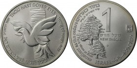 Weltmünzen und Medaillen, Israel. Wildleben - Zedern und Taube. 1 New Sheqel 1991, Silber. 0.43 OZ. KM 220. Stempelglanz
