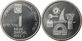 Weltmünzen und Medaillen, Israel. 45. Jahrestag - Tourismus in Israel. 1 New Sheqel 1993, Silber. 0.43 OZ. KM 240. Stempelglanz
