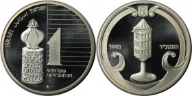 Weltmünzen und Medaillen, Israel. Judaic - Havdalah Gewürzdose. 1 New Sheqel 1993, Silber. 0.43 OZ. KM 250. Stempelglanz