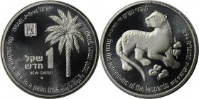 Weltmünzen und Medaillen, Israel. Wildleben - Leopard. 1 New Sheqel 1994, Silber. 0.43 OZ. KM 259. Stempelglanz