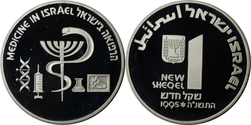 Weltmünzen und Medaillen, Israel. Medizin in Israel. 1 New Sheqel 1995, Silber. ...